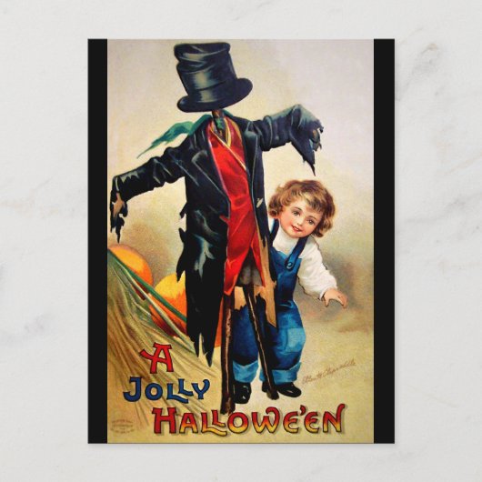 Ellen H. Clapsaddle: Jongen met Scarecrow Briefkaart (Voorkant)