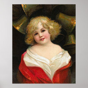 Ellen H. Clapsaddle - Kerstmeisje met cellen Poster