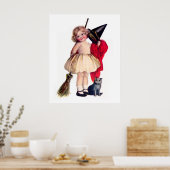 Ellen H. Clapsaddle: Kleine heks met kat Poster (Keuken)