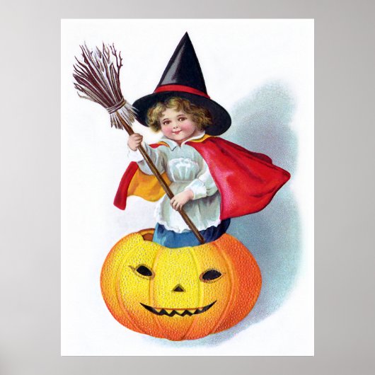 Ellen H. Clapsaddle: Kleine pompoen heks Poster (Voorkant)