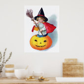 Ellen H. Clapsaddle: Kleine pompoen heks Poster (Keuken)