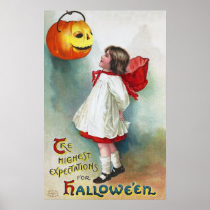 Ellen H. Clapsaddle: Meisje met Jack O'Lantern Poster
