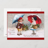 Ellen H. Clapsaddle - Twee kinderen met paraplu's Feestdagenkaart (Voorkant / Achterkant)