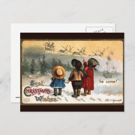 Ellen H. Clapsaddle: Zal hij komen Briefkaart (Voorkant / Achterkant)