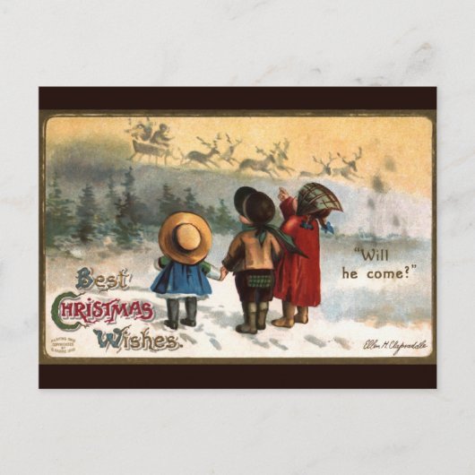 Ellen H. Clapsaddle: Zal hij komen Briefkaart (Voorkant)