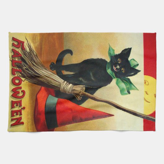 Ellen H. Clapsaddle: Zwarte kat, kamer en Pet Theedoek (Horizontaal)