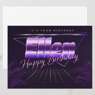 Ellen prénom nom carte rétro lilas anniversaire