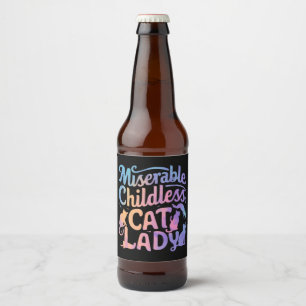 Ellendige kinderloze kattenvrouw bier etiket