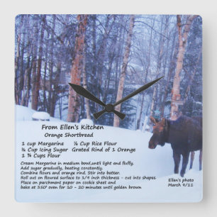 Ellen's Kitchen Moose Wall Clock Vierkante Klok