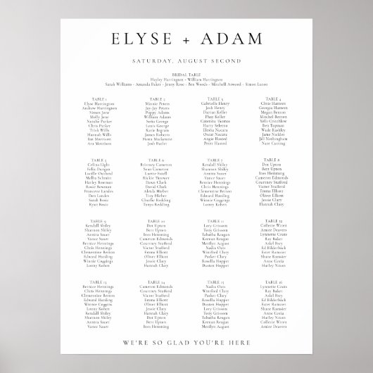 Ellesmere 16 tafel + bruidstafel zitgrafiek poster (Voorkant)