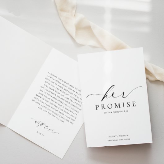 Ellesmere Her Promesse Vows Carte Mariage de livre