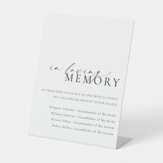Ellesmere in liefdevolle herinnering bruiloft reclamebord met voetstuk (Voorkant)