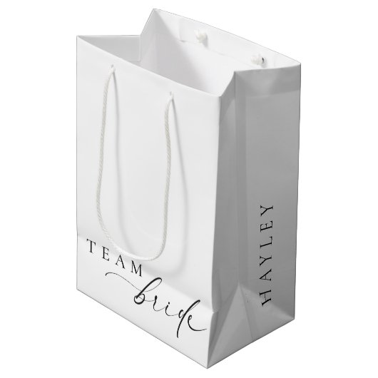 Ellesmere Minimalist Weddenschap Team Bride Medium Medium Cadeauzakje (Voorkant Gekanteld)