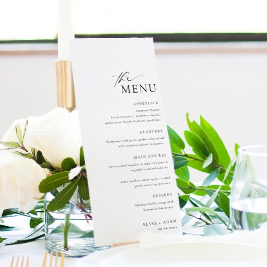 Ellesmere Minimalist Wedding Long Menu & Bedankt