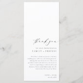 Ellesmere Minimaliste Mariage Long Menu & Merci (Dos)