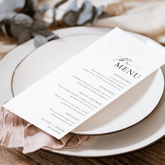 Ellesmere Minimaliste Mariage Long Menu & Merci