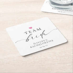Ellesmere Minimalistisch Team Bruid Bachelorette Vierkante Kartonnen Onderzetter