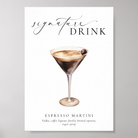 Ellesmere Modern Minimal Signature Drink Sign Poster (Voorkant)