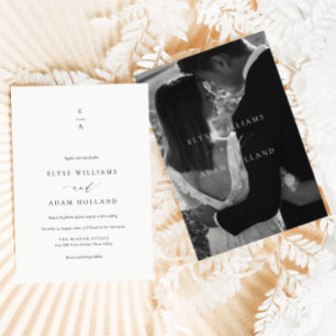 Ellesmere Modern Minimalistisch Monogram Bruiloft Kaart