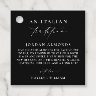 Ellesmere Zwarte Italiaanse traditie Suikeramandel Bedankjes Labels