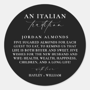 Ellesmere Zwarte Italiaanse traditie Suikeramandel Ronde Sticker