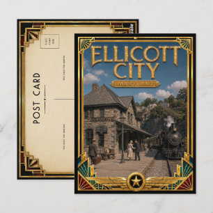 Ellicott City Maryland Vintage Art Deco Gouden Tij Briefkaart