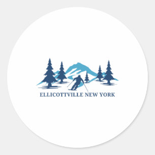 Ellicottville New York Skigebied Skiën Skiloper Ronde Sticker