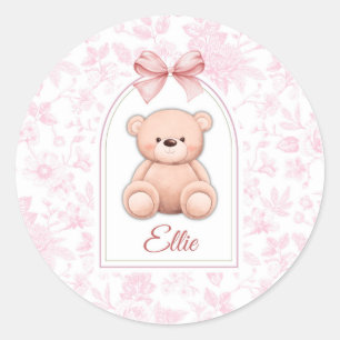 Ellie Aangepaste Roze Teddybeer Nursery Design Ronde Sticker