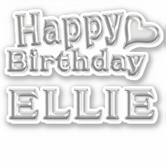 Ellie Happy Birthday silver Aufkleber Sticker (Voorkant)