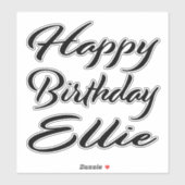 Ellie Nom Prénom Anniversaire de Black Sticker (Feuille)