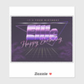 Ellie Nom Prénom lila retro Sticker (Feuille)