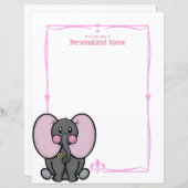 Ellie Phant Roze Ongevoerd Papierblad (Voorkant / Achterkant)