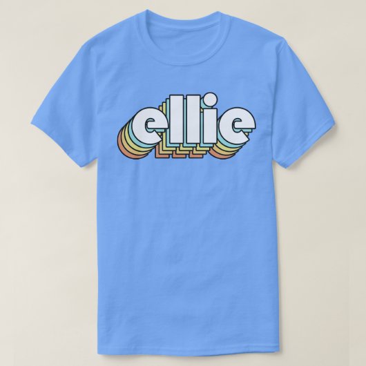 Ellie Retro Rainbow Typography Vervaagde stijl T-shirt (Design voorkant)