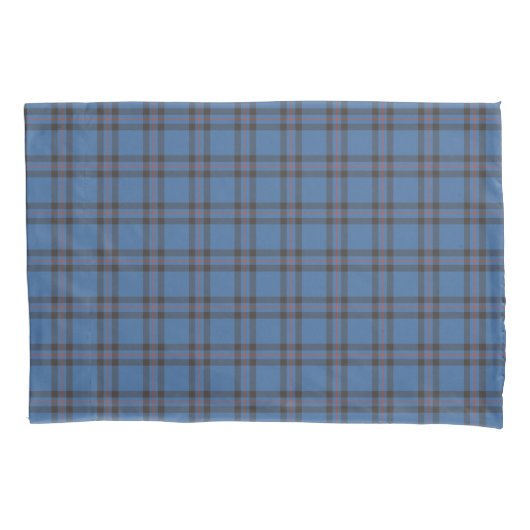Elliot Clan Blauw en Bruin Schots Tartan Kussensloop (Voorkant)