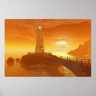 Elliot Key Lighthouse - Golden Sunset Poster