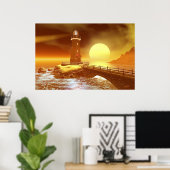 Elliot Key Lighthouse - Inkomend Storm Poster (Thuiskantoor)