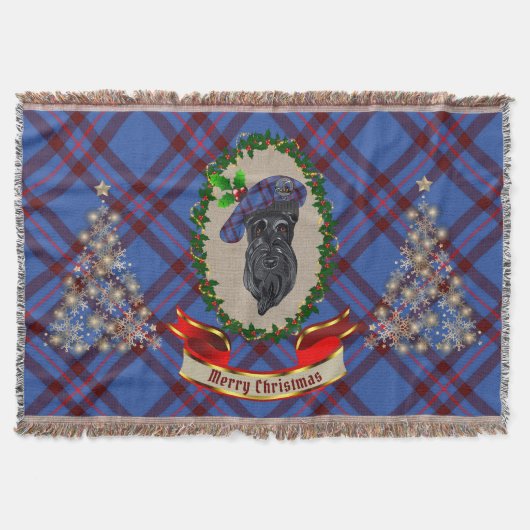 Elliot Scottie Dog kersttrow Blanket Deken (Voorkant)