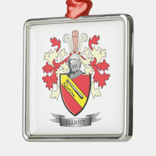 Elliott Family Crest Coat of Arms Metalen Ornament