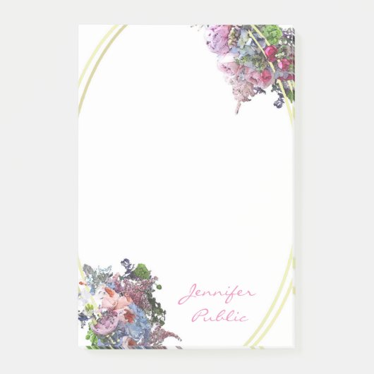 Ellipse Gold Lijst Hand Script Sjabloon Waterverf Post-it® Notes (Voorkant)