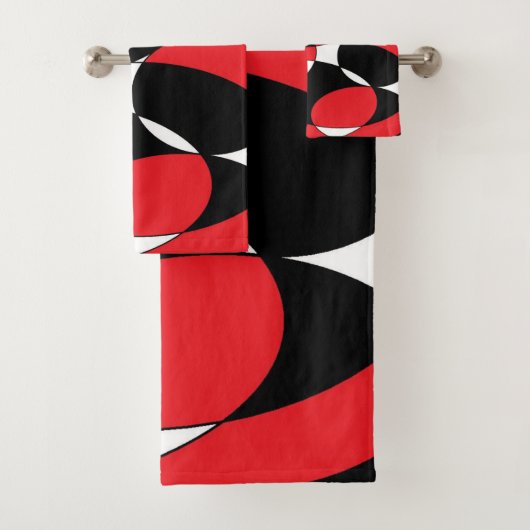 Ellipticals zwart, wit en rood bad handdoek (Insitu)
