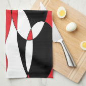 Ellipticals zwart, wit en rood theedoek (Quarter Fold)