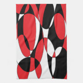 Ellipticals zwart, wit en rood theedoek (Verticaal)