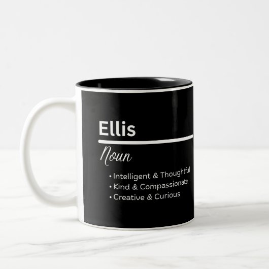Ellis Boy Name Definition Personalized Mug Tweekleurige Koffiemok (Links)