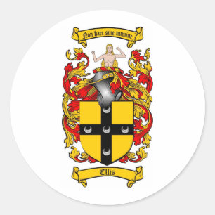 ELLIS FAMILIY CREST - ELLIS - WAPENKLACHT RONDE STICKER