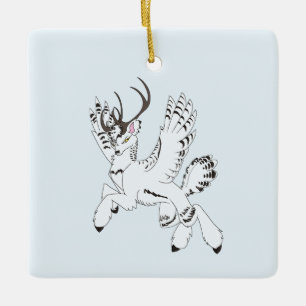 Ellis-Ongetemde Arctische Fantasy-Vleugelhert Keramisch Ornament