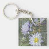 Ellis Rowan Blauw Wit Water Lelie Bloemen Sleutelhanger (Voorkant)