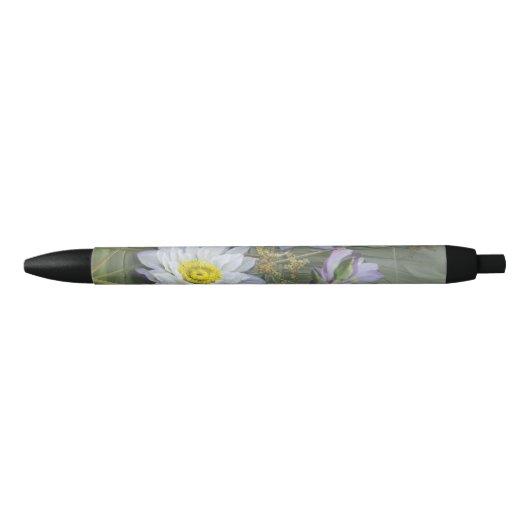 Ellis Rowan Blauw Wit Water Lelie Bloemen Zwarte Inkt Pen (Voorkant)