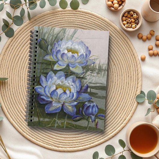 Ellis Rowan Blue Cloud Water Lily Flowers Notitieboek