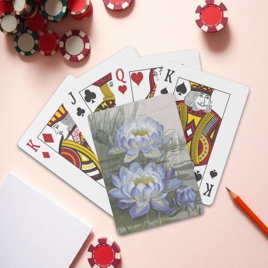 Ellis Rowan Blue Cloud Water Lily Flowers Pokerkaarten