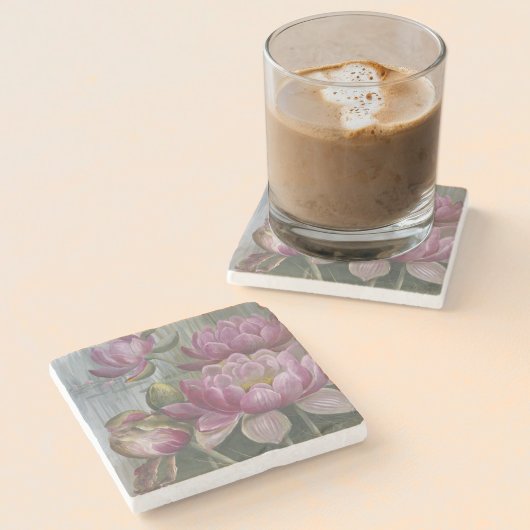 Ellis Rowan Pink Water Lily Flowers Stenen Onderzetter